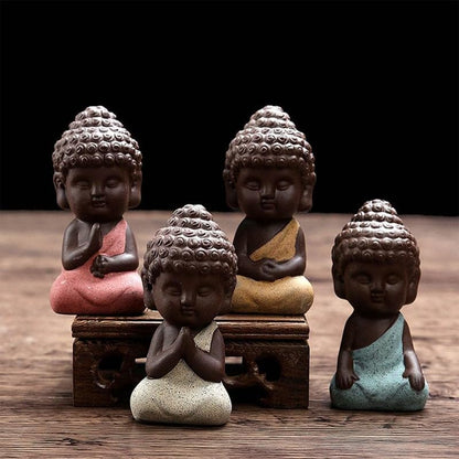 Buddha & Karma 4 Noble Truths Figurines - Mini Buddha Statue Set Representing Enlightenment & Peace - Handcrafted Mini Figurine Design Brings Peace to Any Space Add Buddha Figurine to Room Decor Today