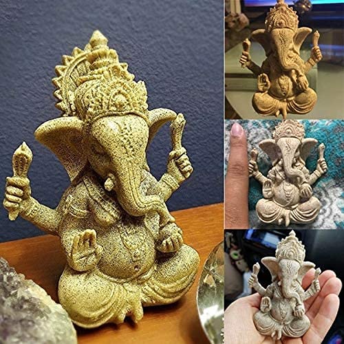 Elephant Statue Figurine Sandstone Ganesha Buddha Statue Hand Carved Sculpture