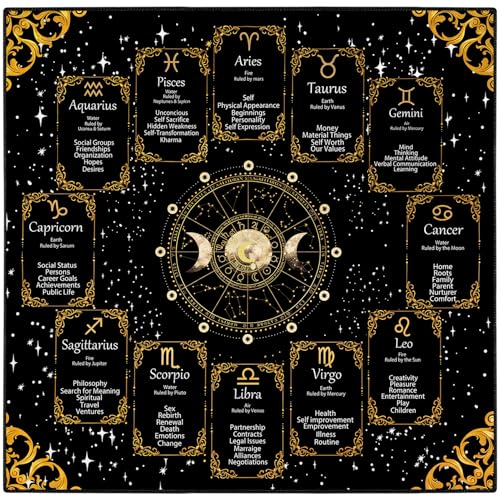 Knana Altar Cloth Velvet Tarot Cloth Constellation Tarot Mat for Reading