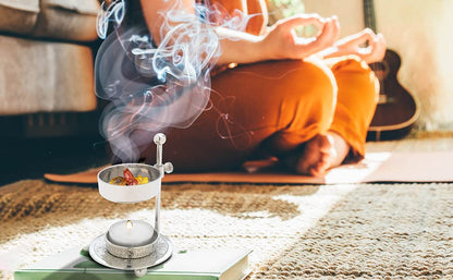 Premium Handmade Nickel-Plated Brass Incense Burner [Silver] with Adjustable Height (4.33 inch) – Includes Screen and Tealight for Perfect Smoking Experience - color: Silver