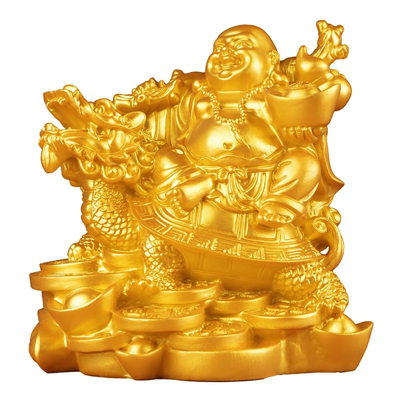 Hemobllo Laughing Buddha Statue Resin Craft Buddha Figurine Home Decor for Desk Bookshelf Living Room Meditation Space Chinese Home Decor 2.95 X 2.75 X 2.04 in